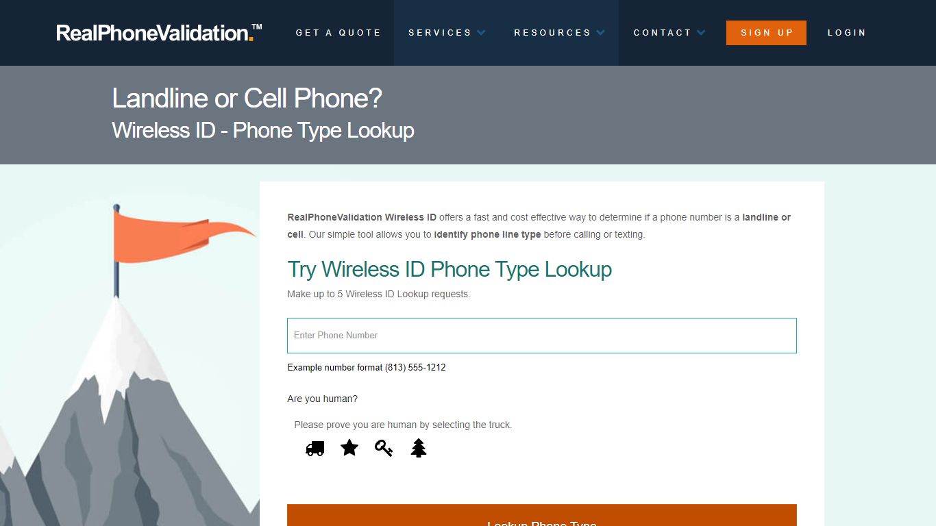 Landline or Cell Phone Type Lookup Tool - RealPhoneValidation™